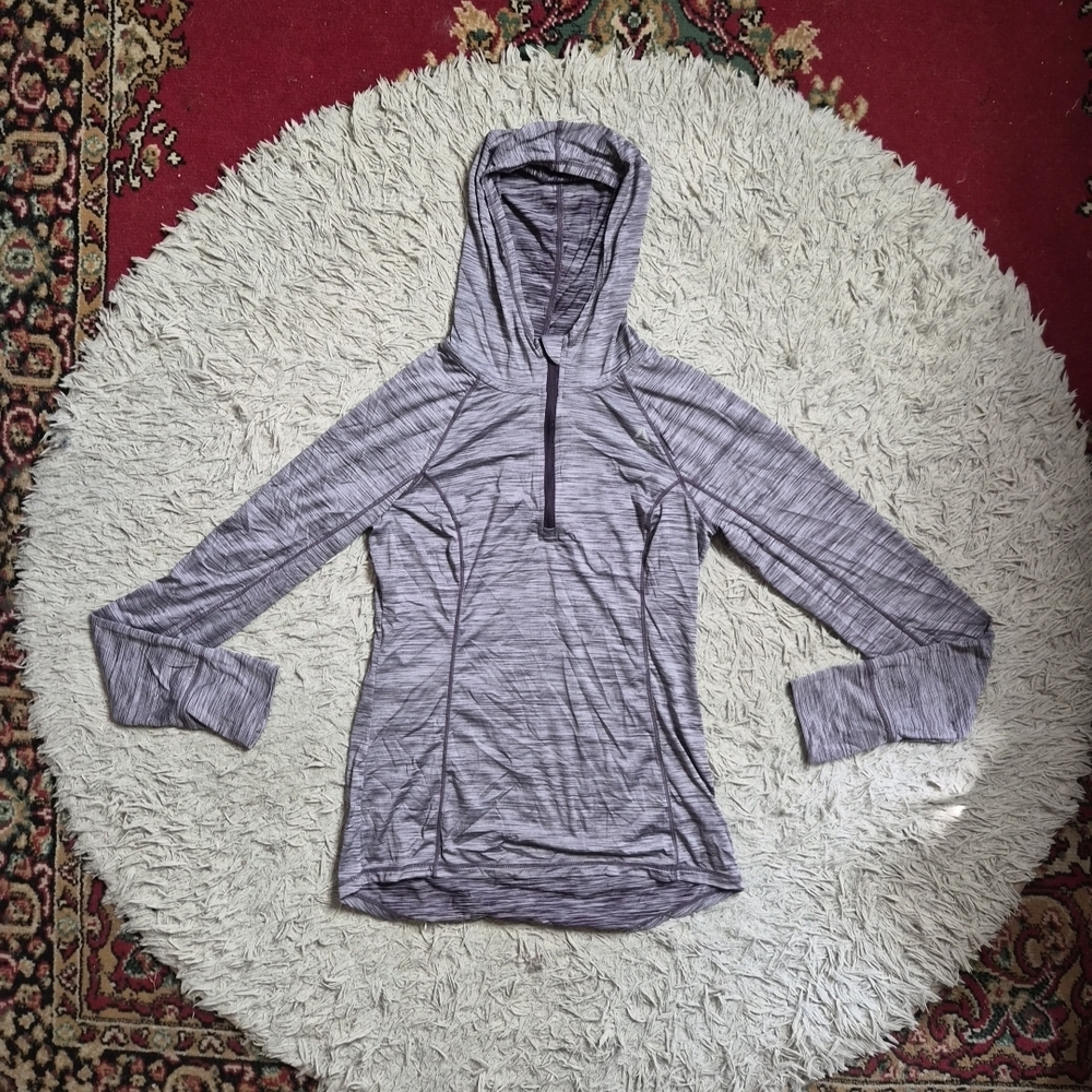 Womens Reebok Quarter Zip Athletic Top Size Medium M Long Sleeve Purple Sporty ✨